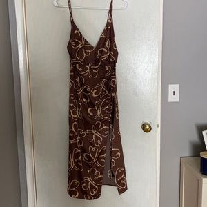 Urban Outfitters ruched slip midi dress